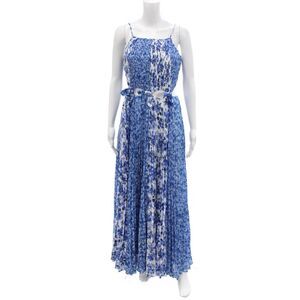 AMUR Womens Spaghetti Strap Square Neck Cut Out Floral Dress Blue White Size 4